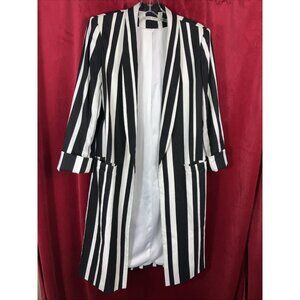 Sp Alice + Olivia Striped Long Open Jacket Spring Old Money